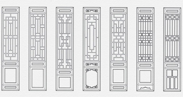 岭东常用中式仿古花窗图案隔断设计图